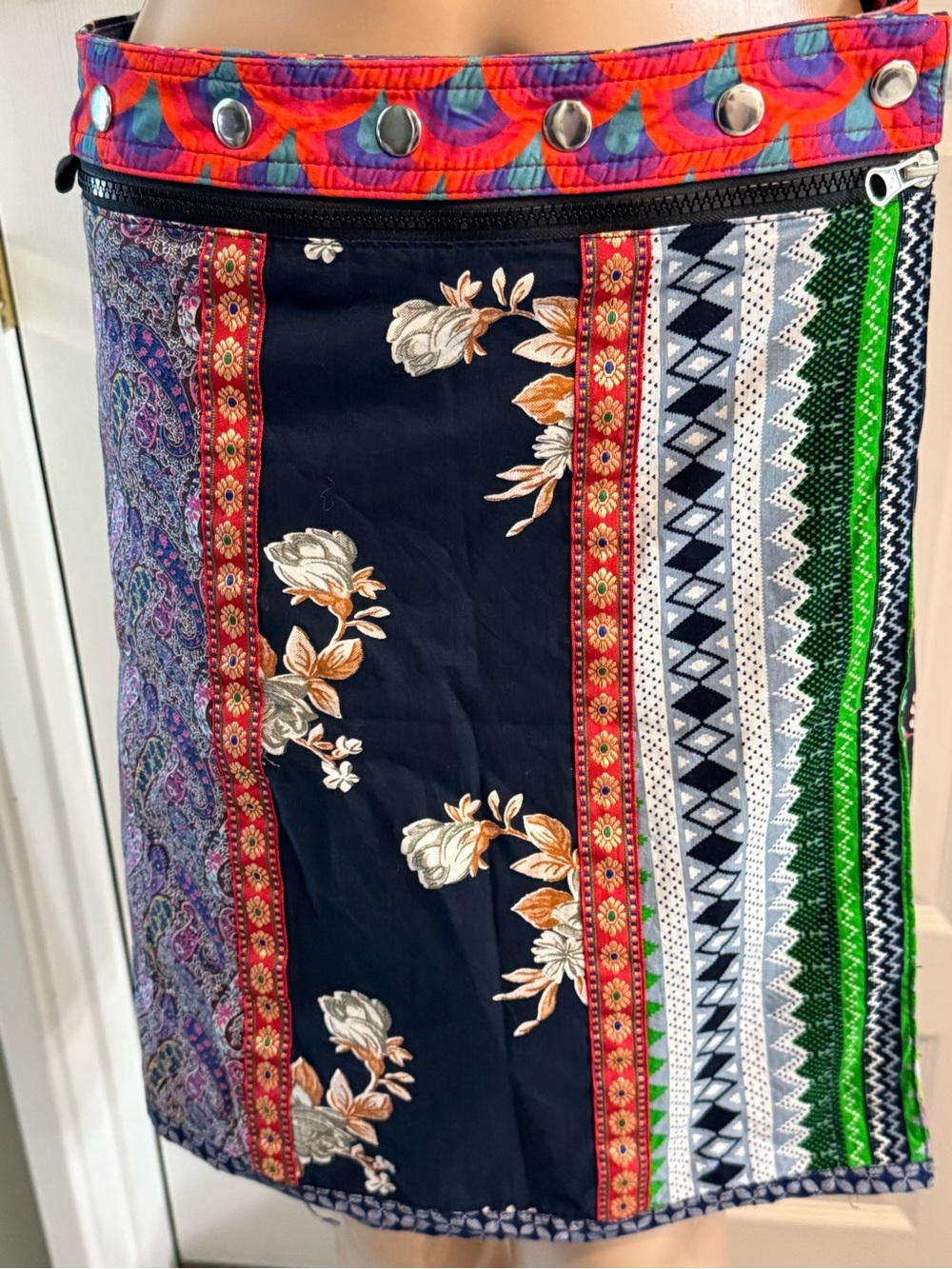 Zand Amsterdam Reversible Wrap Skirt Floral Adjustable Snap Waist One Size